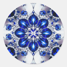 ブルーホワイトカラー付きステッカーデザイン ラウンドシール