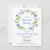 ブルーホワイトカントリーデイジーフローラリハーサルディナー 招待状 (正面)