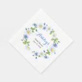 ブルーホワイトカントリーデイジーリースブライダルシャワー スタンダードランチョンナプキン (角)