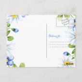 ブルーホワイトカントリーデイジー写真結婚の感謝 ポストカード (裏面)