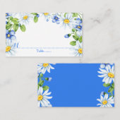 ブルーホワイトカントリー結婚デイジー座席表 プレイスカード (正面/裏面)