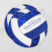 ブルーホワイトガーリーバレーボール誕生日パーティー 案内状 (正面/裏面)