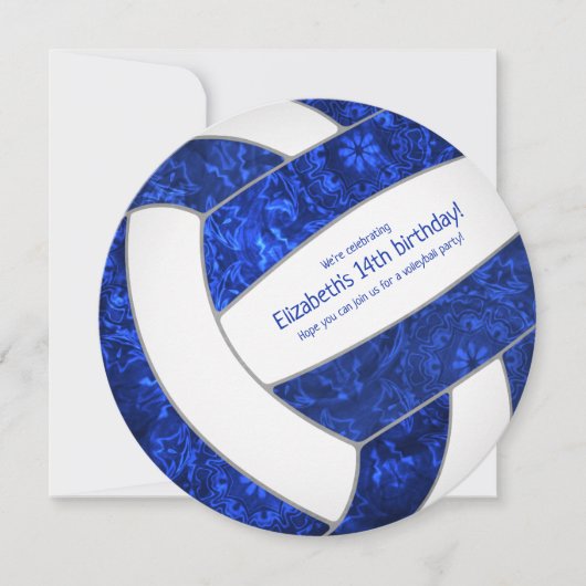 ブルーホワイトガーリーバレーボール誕生日パーティー 案内状 (正面)