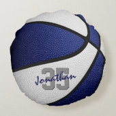 ブルーホワイトガールズスポーツバスケットボール ラウンドクッション (裏面)