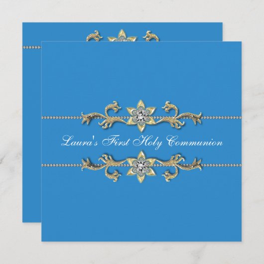 ブルーホワイトガールズファースト招待状 招待状 (正面/裏面)