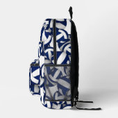 ブルーホワイトキッズバレーボールチームカラー プリントバックパック (右)