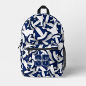 ブルーホワイトキッズバレーボールチームカラー プリントバックパック (正面)