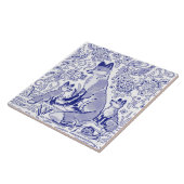 ブルーホワイトキツネファミリーアニマルアートファームハウスカントリー タイル (側面)