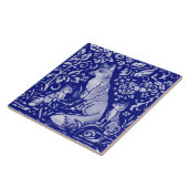 ブルーホワイトキツネファミリーアニマルファームハウスアー素朴ト タイル (側面)