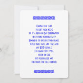 ブルーホワイトギリシャの蛇行鍵パーソナライズされた結婚ズ 招待状 (裏面)