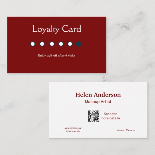 ブルーホワイトクラシックサロンロイヤリティカード 名刺 (正面/裏面)