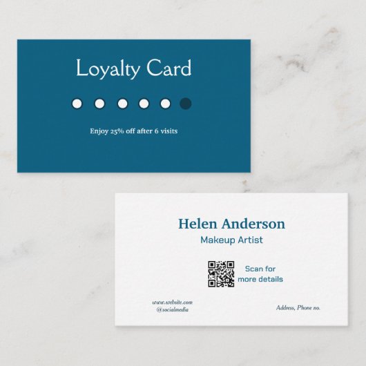 ブルーホワイトクラシックサロンロイヤリティカード 名刺 (正面/裏面)