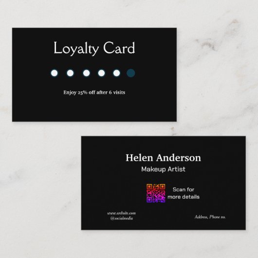 ブルーホワイトクラシックサロンロイヤリティカード 名刺 (正面/裏面)