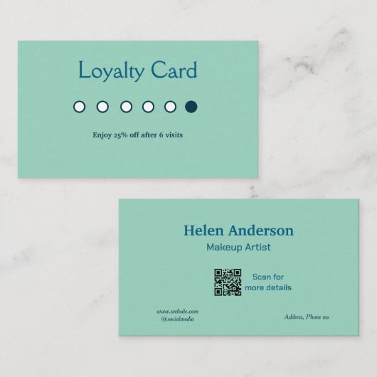 ブルーホワイトクラシックサロンロイヤリティカード 名刺 (正面/裏面)