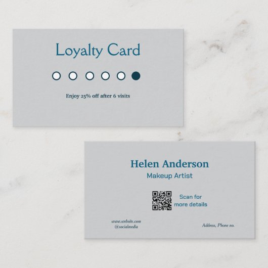 ブルーホワイトクラシックサロンロイヤリティカード 名刺 (正面/裏面)