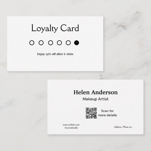 ブルーホワイトクラシックサロンロイヤリティカード 名刺 (正面/裏面)