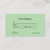 ブルーホワイトクラシック事業証明書 名刺 (裏面)