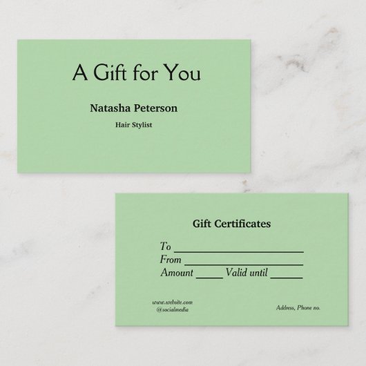 ブルーホワイトクラシック事業証明書 名刺 (正面/裏面)