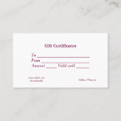 ブルーホワイトクラシック事業証明書 名刺 (裏面)