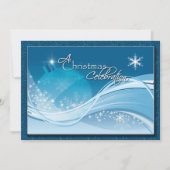 ブルーホワイトクリスマスお祝い招待状 招待状 (正面)