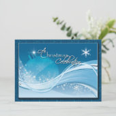 ブルーホワイトクリスマスお祝い招待状 招待状 (スタンド正面)