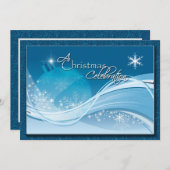 ブルーホワイトクリスマスお祝い招待状 招待状 (正面/裏面)