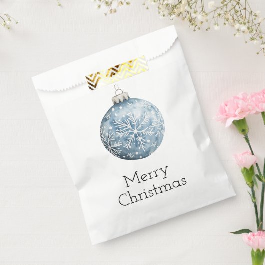 ブルーホワイトクリスマススノーフレークオーナメント フェイバーバッグ (封をした状態)