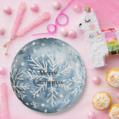 ブルーホワイトクリスマススノーフレークオーナメント ペーパープレート (パーティー)