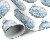 ブルーホワイトクリスマススノーフレークオーナメント ラッピングペーパー (ロールコーナー)