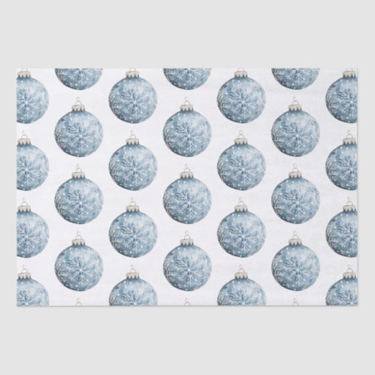 ブルーホワイトクリスマススノーフレークオーナメント 薄葉紙 (正面)