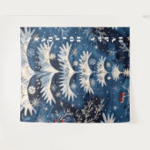 ブルーホワイトクリスマスツリーホリデーバックドロップ タペストリー (正面(横))