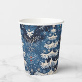 ブルーホワイトクリスマスツリーホリデー紙カップ 紙コップ (裏面)