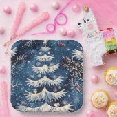 ブルーホワイトクリスマスツリーホリデー紙プレート ペーパープレート (パーティー)