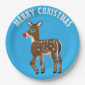 ブルーホワイトクリスマストナカイ ペーパープレート (正面)