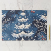 ブルーホワイトクリスマストレホリデーティアウェイランチョンマット ペーパーパッド (インサイチュ)