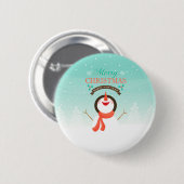 ブルーホワイトクリスマスニューイヤー雪だるま挨拶 缶バッジ (正面&裏面)