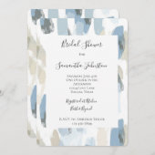 ブルーホワイトクリーム抽象芸術ブライダルシャワー 招待状 (正面/裏面)