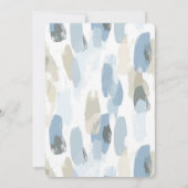 ブルーホワイトクリーム抽象芸術ブライダルシャワー 招待状 (裏面)