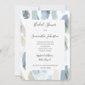 ブルーホワイトクリーム抽象芸術ブライダルシャワー 招待状 (正面)