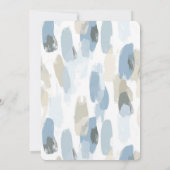 ブルーホワイトクリーム抽象芸術誕生日 招待状 (裏面)