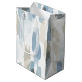 ブルーホワイトクリーム結婚抽象芸術 ミディアムペーパーバッグ (裏面アングル)