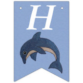 ブルーホワイトグリタリージャンプ誕生日イルカ バンティングフラッグ (第1の旗)