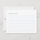 ブルーホワイトグリーンジンジャージャーブモノグラムレシピカード 招待状 (裏面)