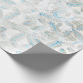ブルーホワイトグレークリスマスモールツリープリントラッピング ラッピングペーパー (角)