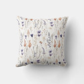 ブルーホワイトグレーブラウンベージュワイルドフラワーズボホ クッション (裏面)