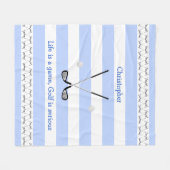 ブルーホワイトゴルフクラパーソナライズされたブ フリースブランケット (正面(横))