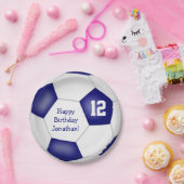 ブルーホワイトサッカーをテーマにした子供の誕生日パーティー ペーパープレート (パーティー)