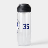 ブルーホワイトサッカーチームの色の女の子の男の子 ウォーターボトル (背面)