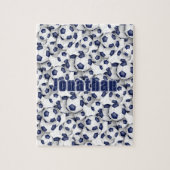 ブルーホワイトサッカーチームの色の女の子の男の子 ジグソーパズル (縦)