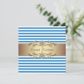ブルーホワイトサマーストライプSweet sixteenパーティー 招待状 (スタンド正面)